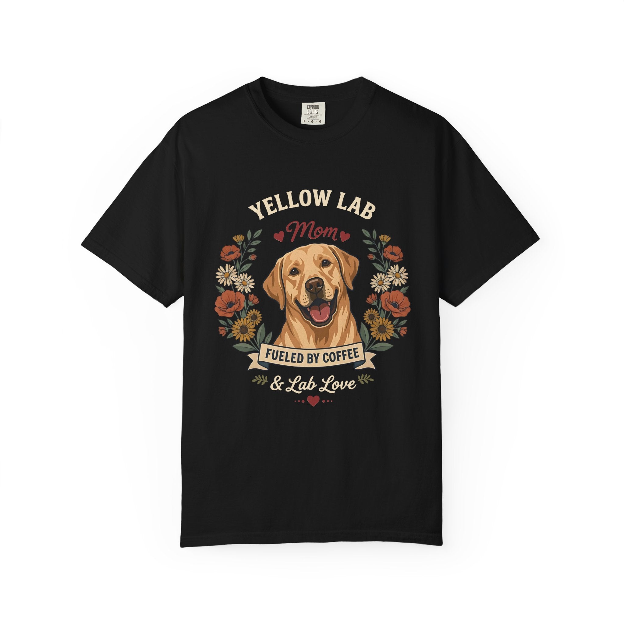 Yellow Labrador Dog Mom T-Shirt | Fueled by Coffee & Lab Love