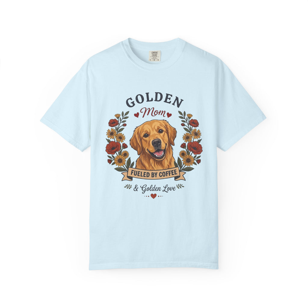 Golden Retriever Dog Mom T-Shirt | Fueled by Coffee & Golden Love
