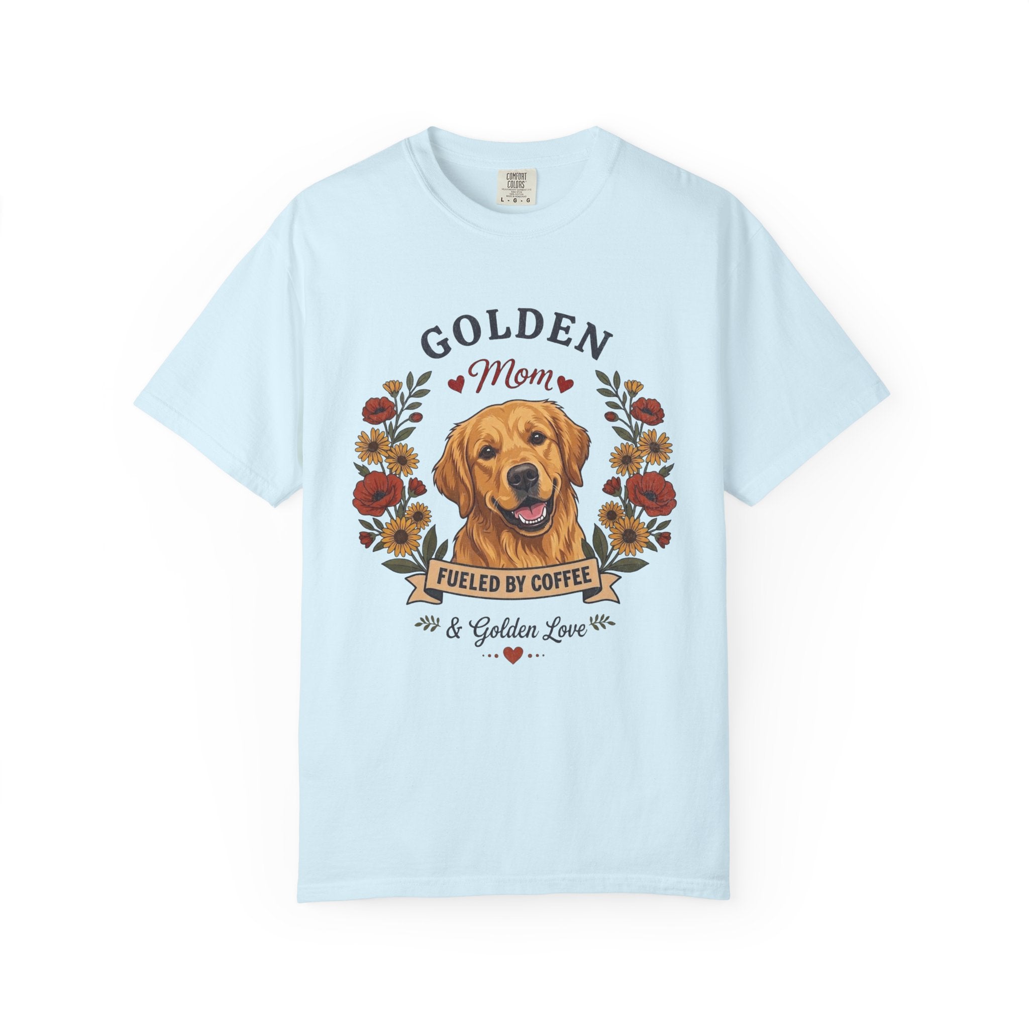 Golden Retriever Dog Mom T-Shirt | Fueled by Coffee & Golden Love
