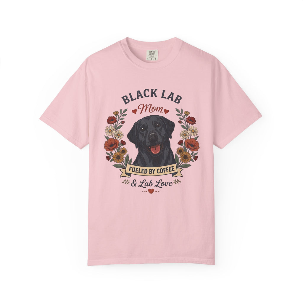 Black Labrador Dog Mom T-Shirt | Fueled by Coffee & Lab Love