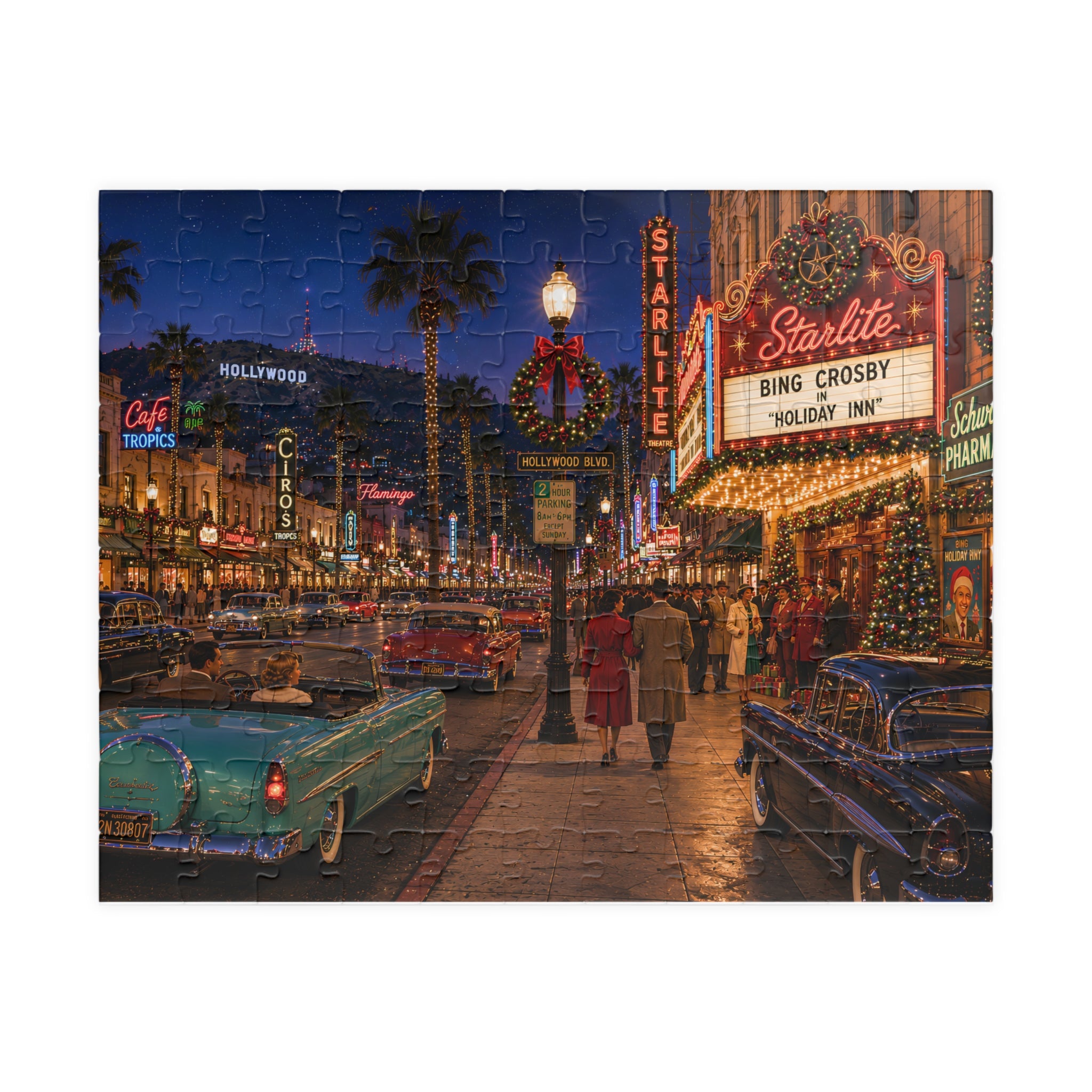 Meet Me Under the Christmas Lights – Retro Hollywood Christmas Art Puzzle