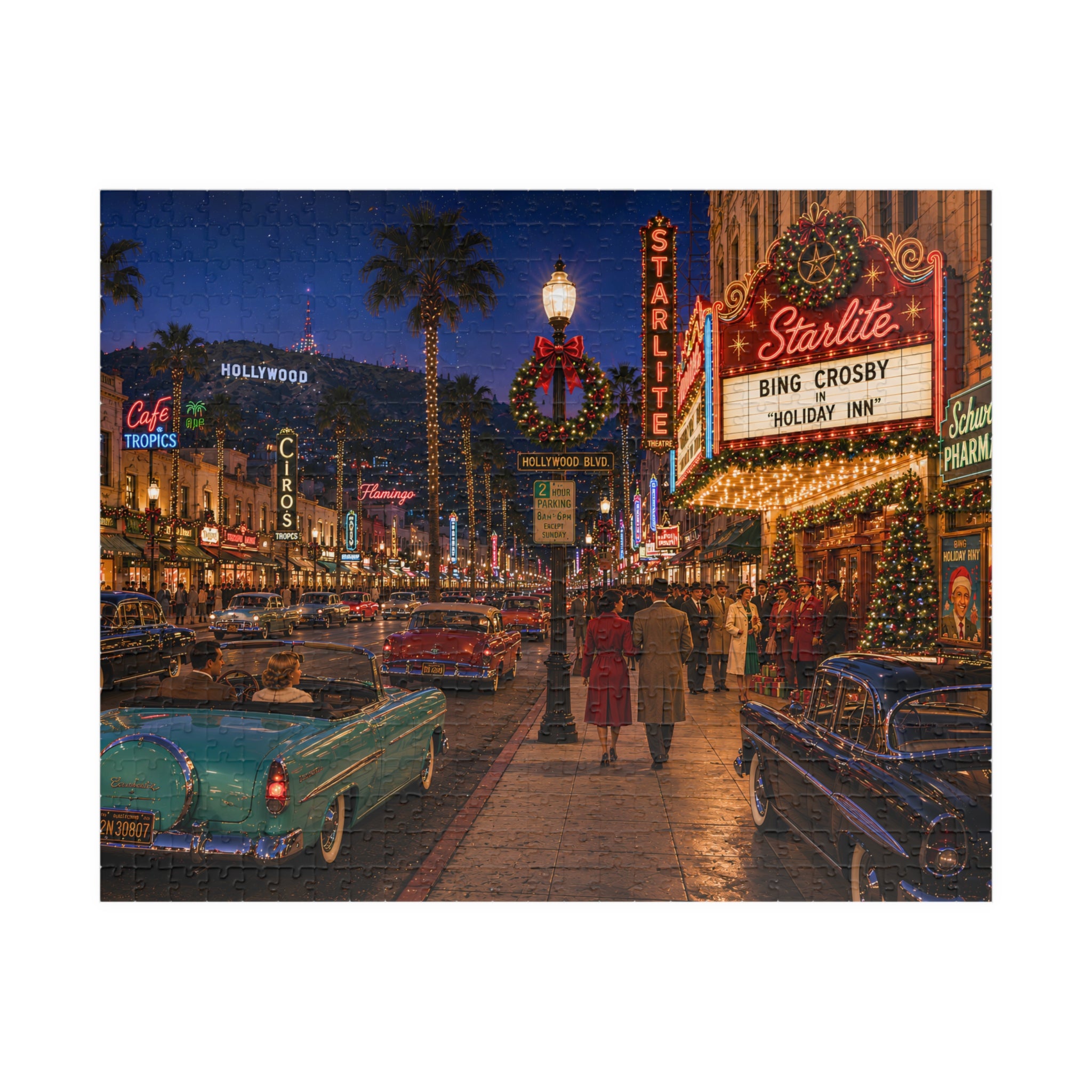 Meet Me Under the Christmas Lights – Retro Hollywood Christmas Art Puzzle