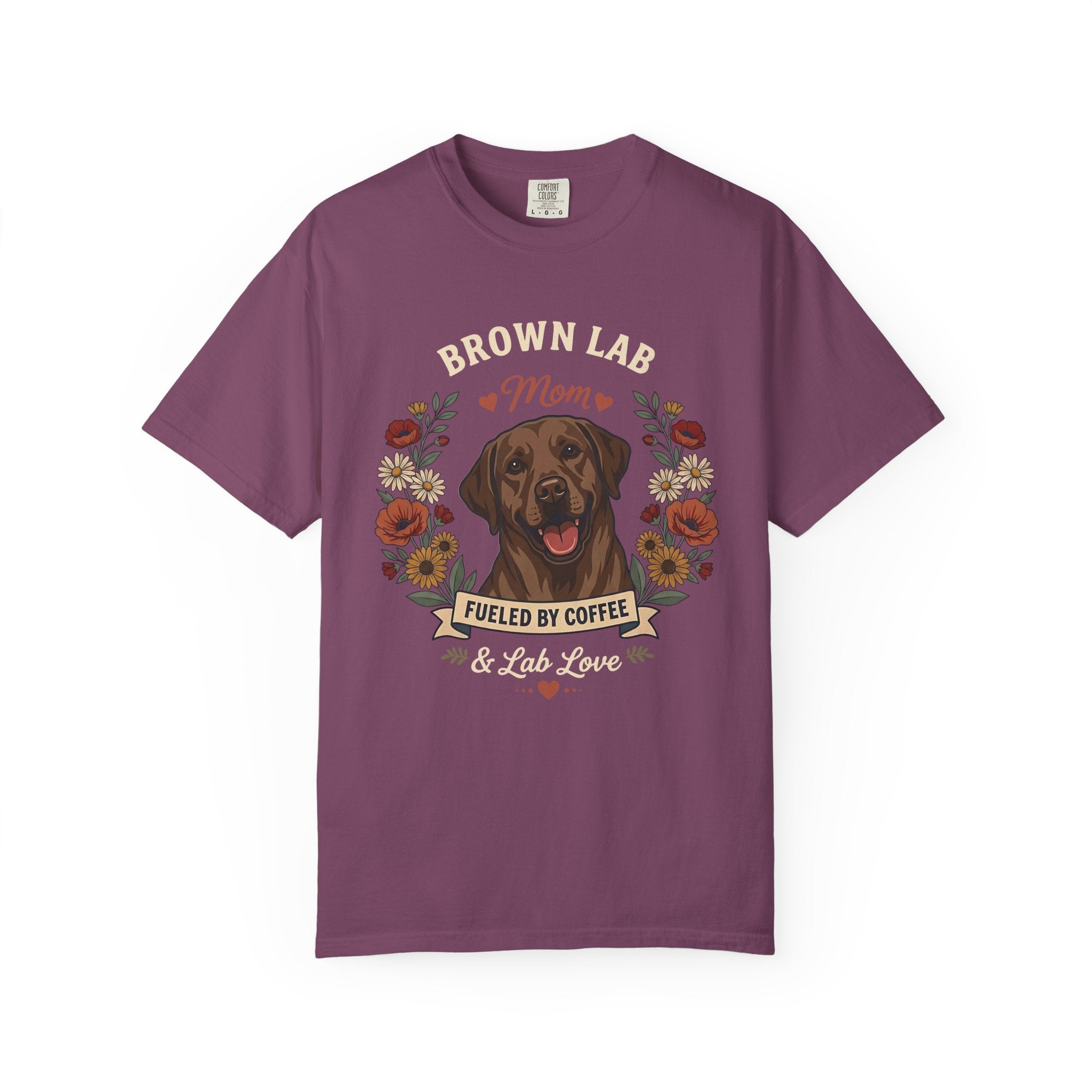 Chocolate Labrador Dog Mom T-Shirt | Fueled by Coffee & Lab Love