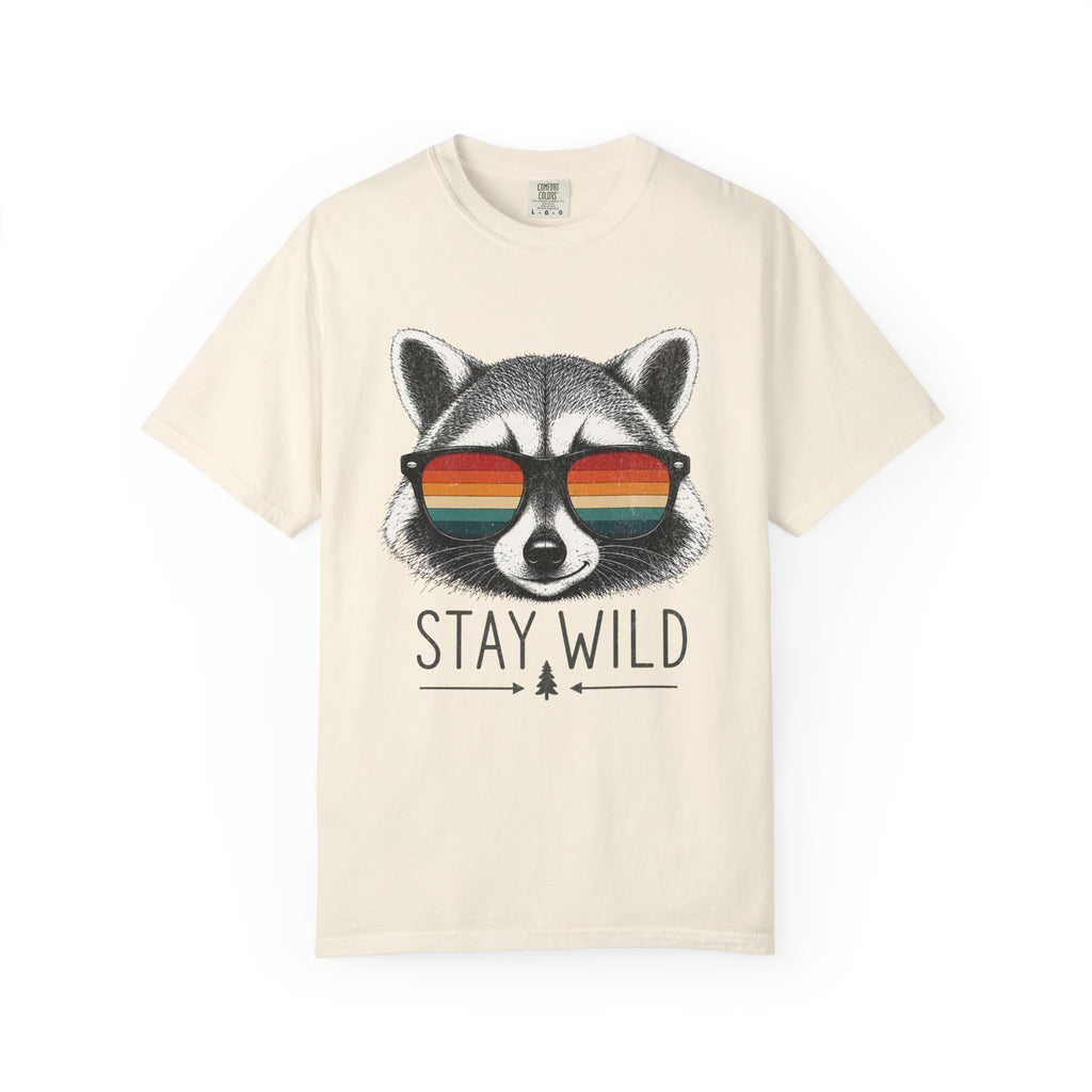 Stay Wild Raccoon – Retro Sunglasses T-Shirt | Explorer Edition