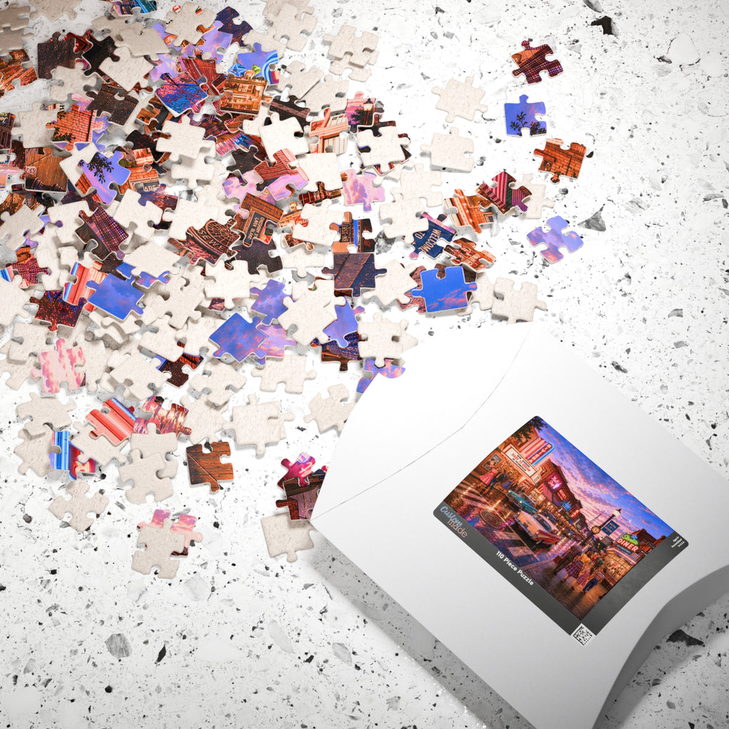 Meet Me Where the Neon Starts – Vintage Main Street Night Art Puzzle