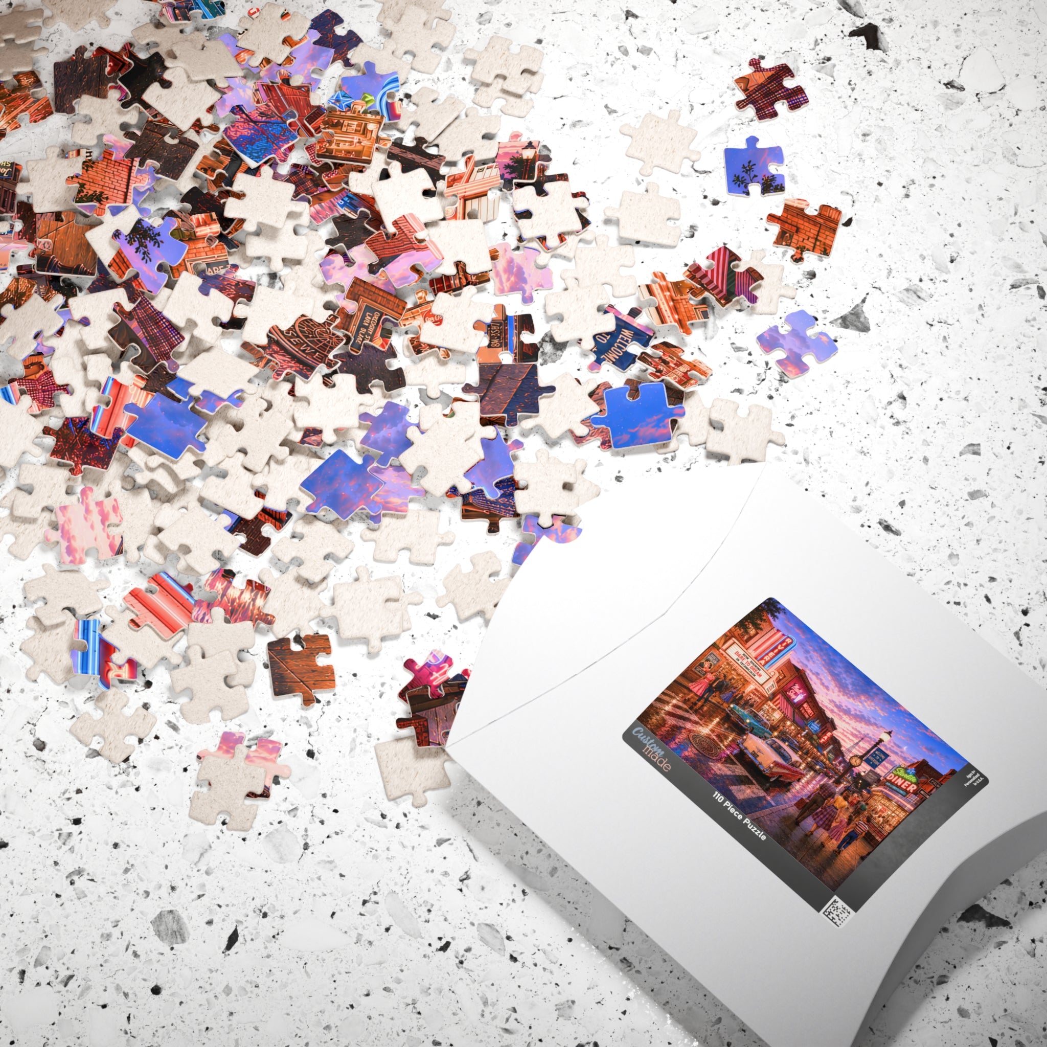 Meet Me Where the Neon Starts – Vintage Main Street Night Art Puzzle