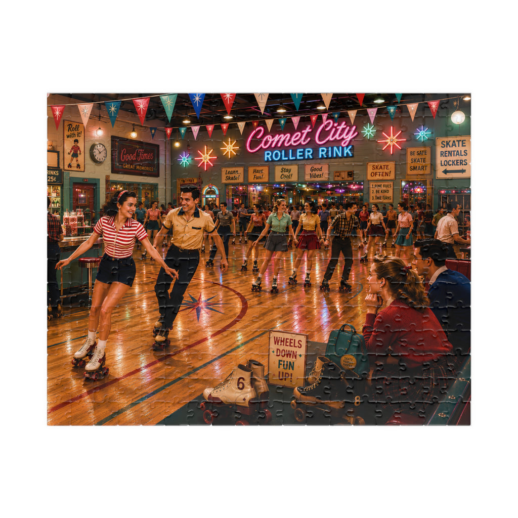 Good Girls Don't Sit This One Out – Retro Roller Rink Art Puzzle