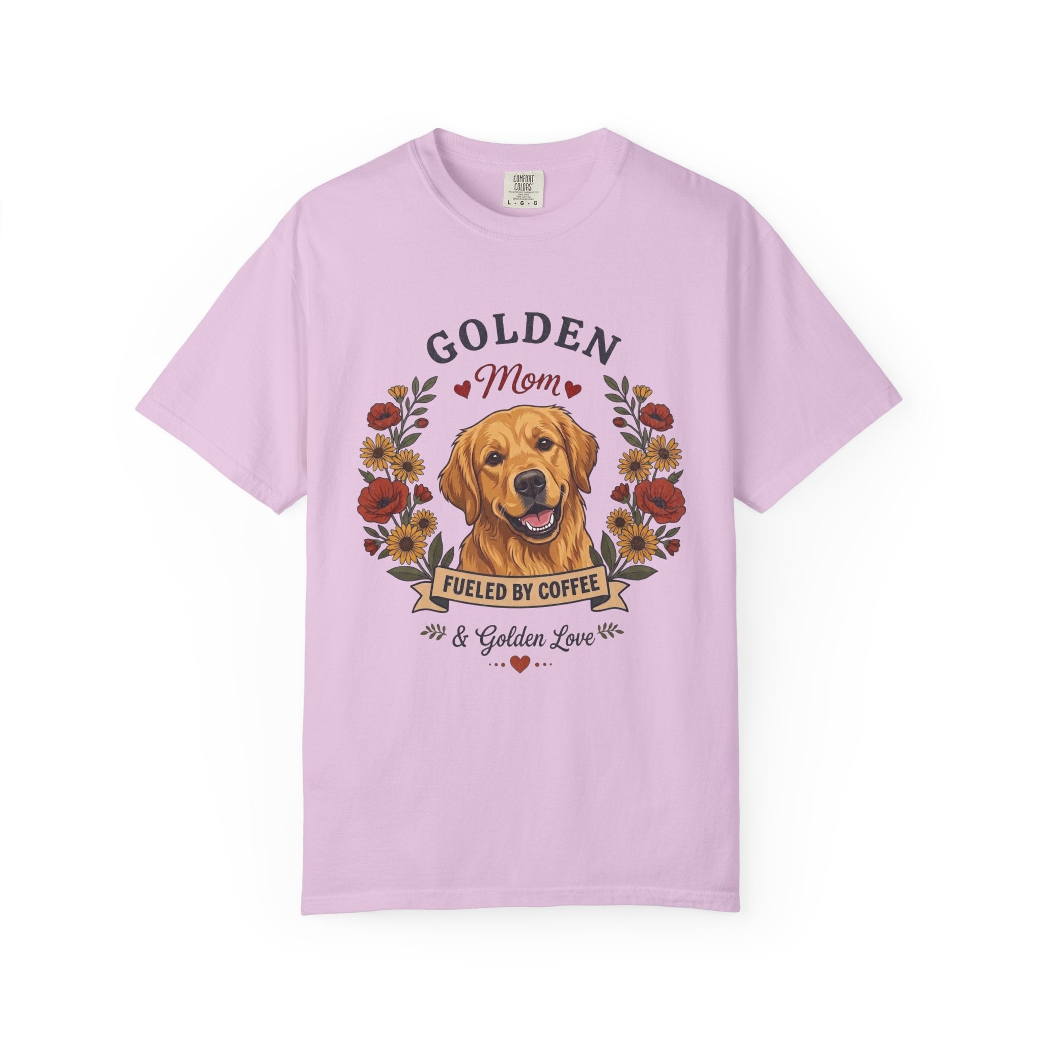 Golden Retriever Dog Mom T-Shirt | Fueled by Coffee & Golden Love