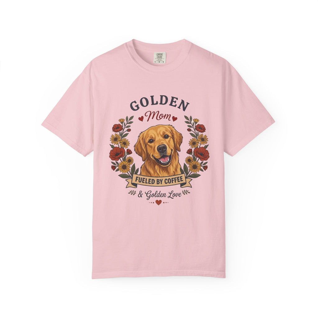 Golden Retriever Dog Mom T-Shirt | Fueled by Coffee & Golden Love