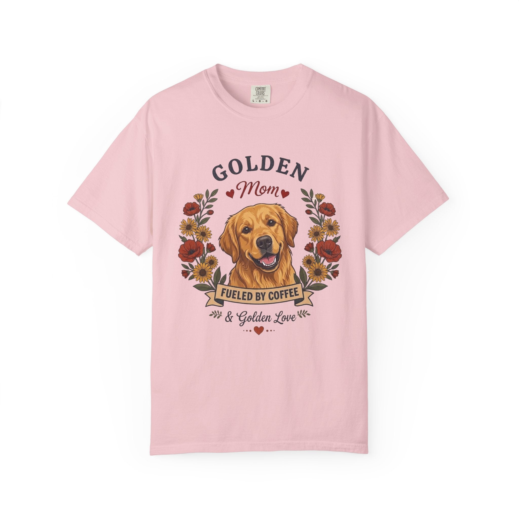 Golden Retriever Dog Mom T-Shirt | Fueled by Coffee & Golden Love