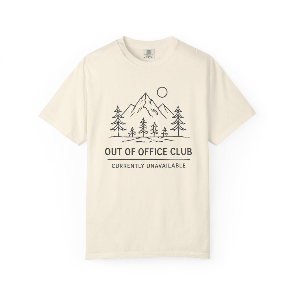 Out Of Office Club Minimal Shirt, Mountain Line Art Tee, Nature Lover Gift, Simple Hiking Shirt, Outdoor Graphic Comfort Colors