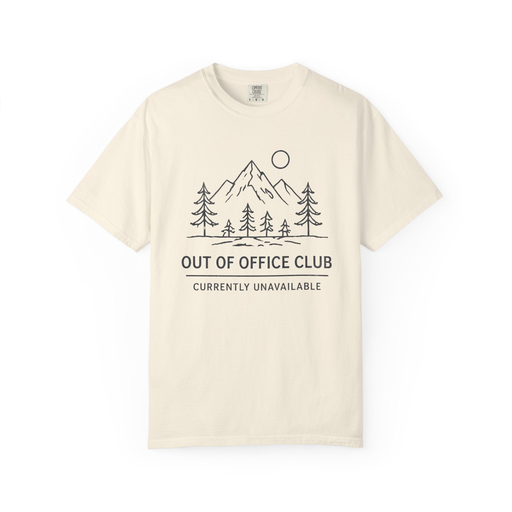 Out Of Office Club Minimal Shirt, Mountain Line Art Tee, Nature Lover Gift, Simple Hiking Shirt, Outdoor Graphic Comfort Colors