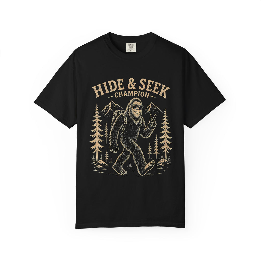 Hide and Seek Champion Shirt, Funny Bigfoot Tee, Sasquatch Joke Gift, Camping Humor Shirt, Comfort Colors