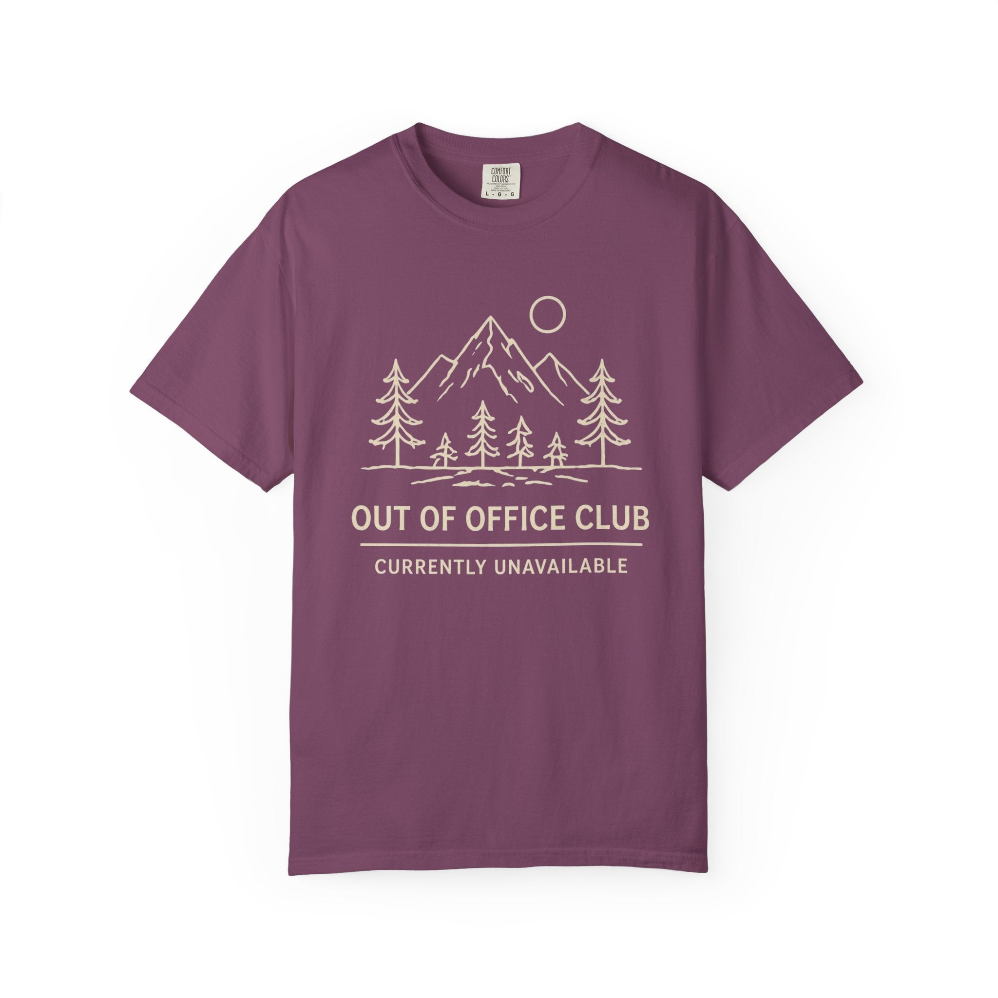 Out Of Office Club Minimal Shirt, Mountain Line Art Tee, Nature Lover Gift, Simple Hiking Shirt, Outdoor Graphic Comfort Colors
