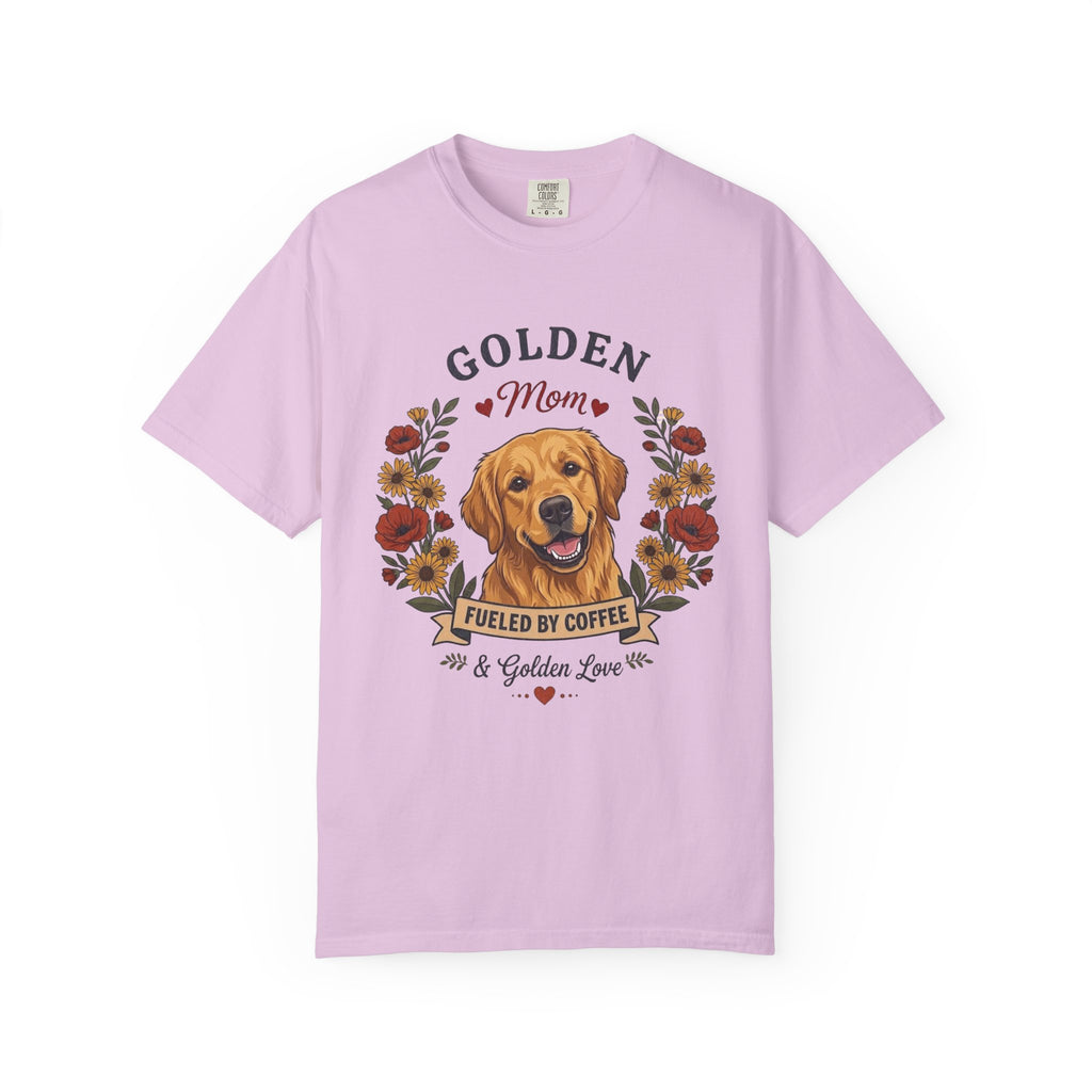 Golden Retriever Dog Mom T-Shirt | Fueled by Coffee & Golden Love