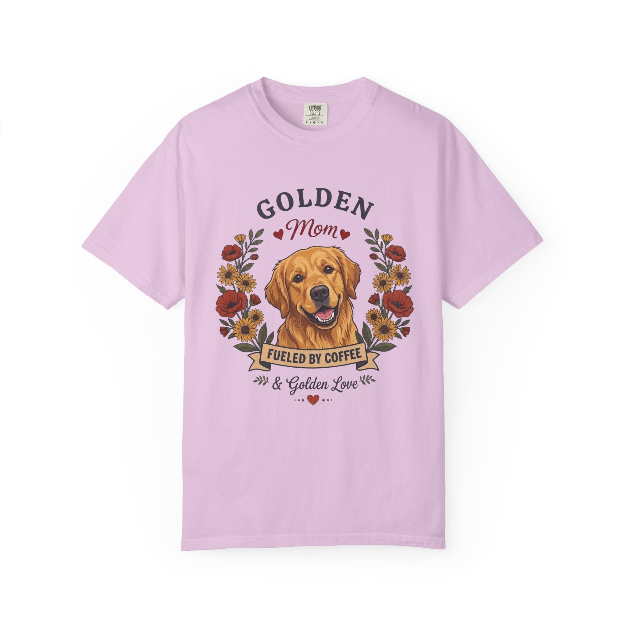 Golden Retriever Dog Mom T-Shirt | Fueled by Coffee & Golden Love