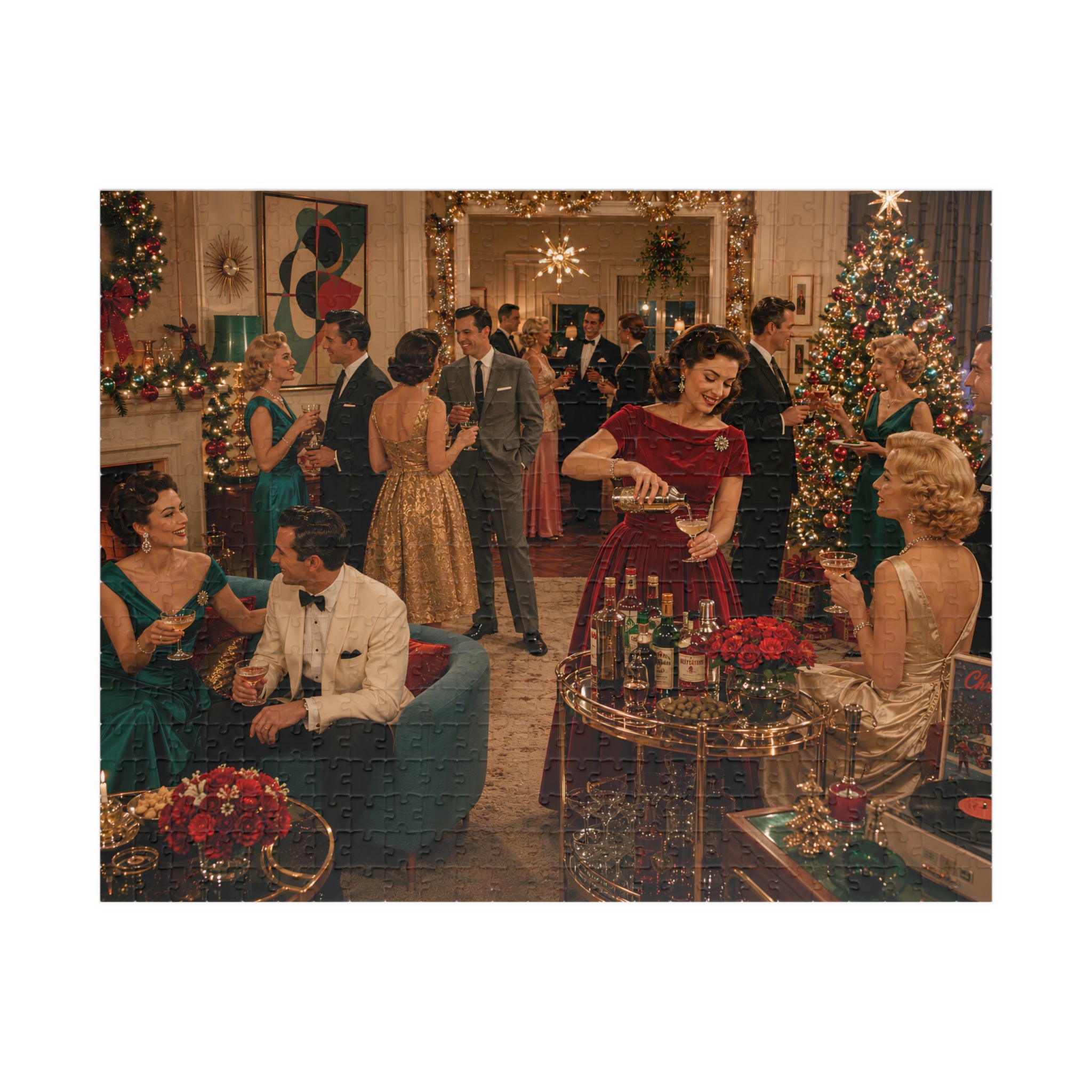 Christmas Cocktail Party – Vintage Holiday Glamour Art Puzzle