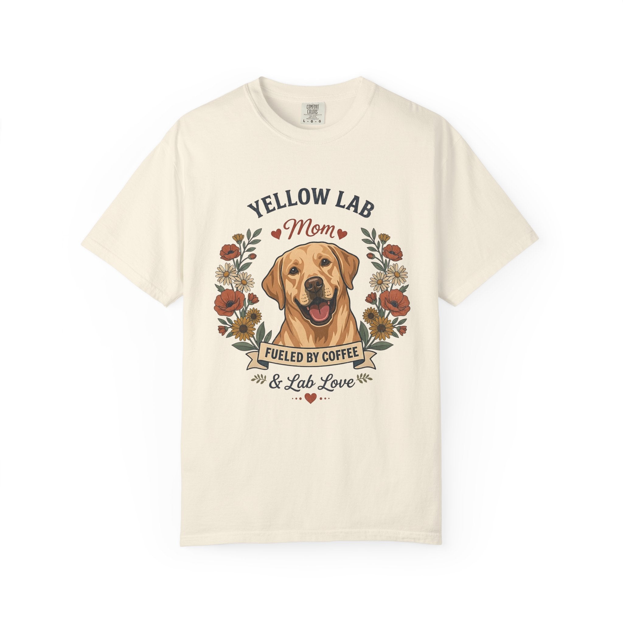 Yellow Labrador Dog Mom T-Shirt | Fueled by Coffee & Lab Love