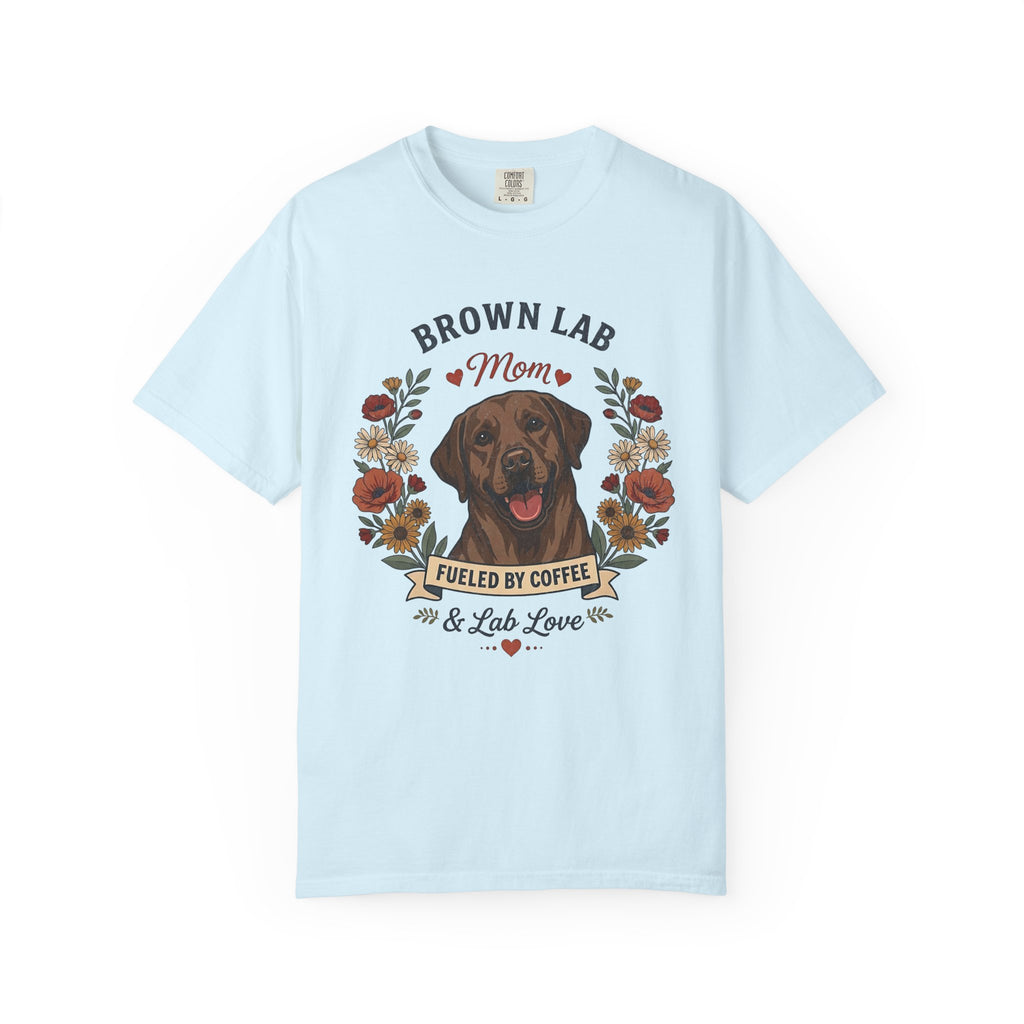 Chocolate Labrador Dog Mom T-Shirt | Fueled by Coffee & Lab Love