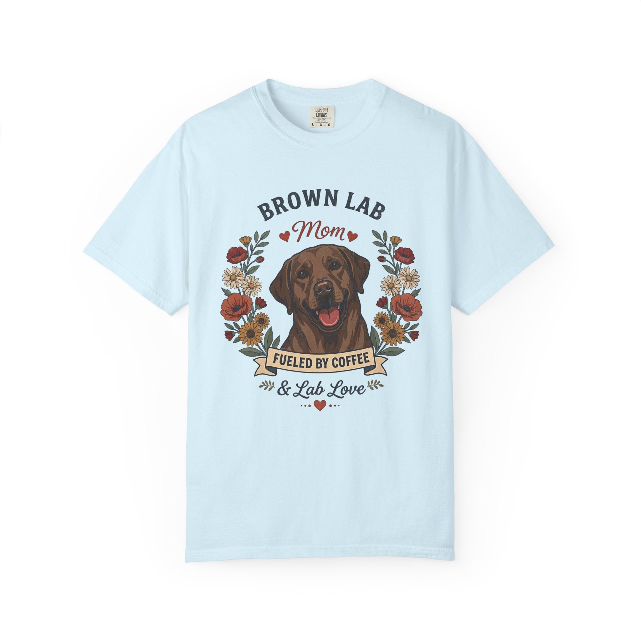 Chocolate Labrador Dog Mom T-Shirt | Fueled by Coffee & Lab Love