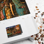 Hollywood After Dark – Neon Los Angeles Night & Classic Cars Art Puzzle