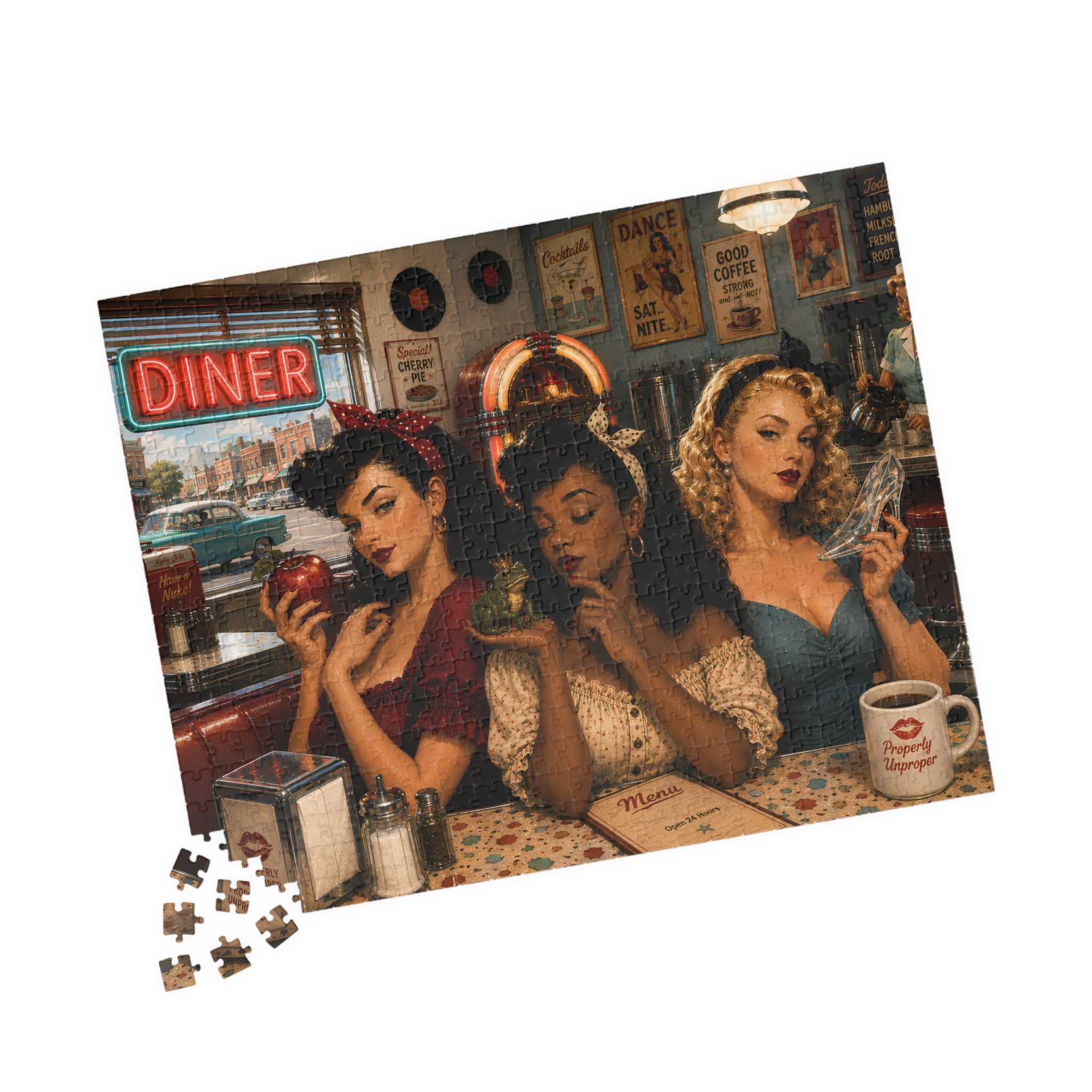 Girls Just Wanna Have Brunch – Retro Pin-Up Jigsaw Puzzle