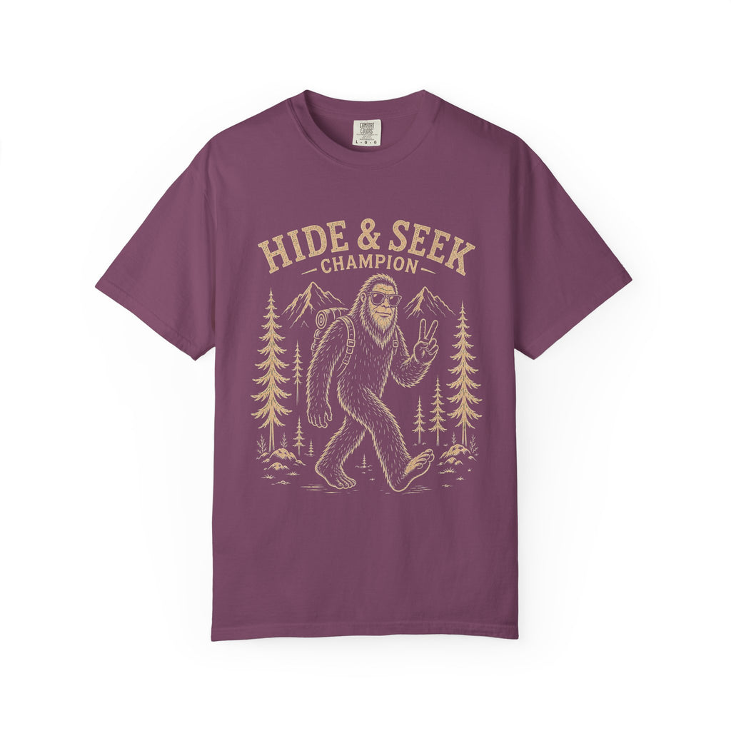 Hide and Seek Champion Shirt, Funny Bigfoot Tee, Sasquatch Joke Gift, Camping Humor Shirt, Comfort Colors