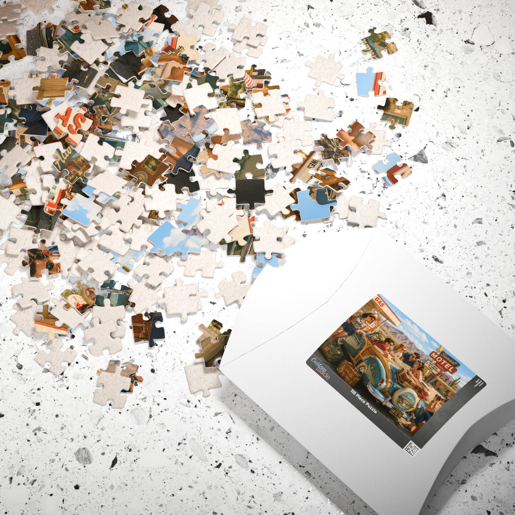 We'll Figure It Out at the Next Motel – Retro Road Trip Art Puzzle