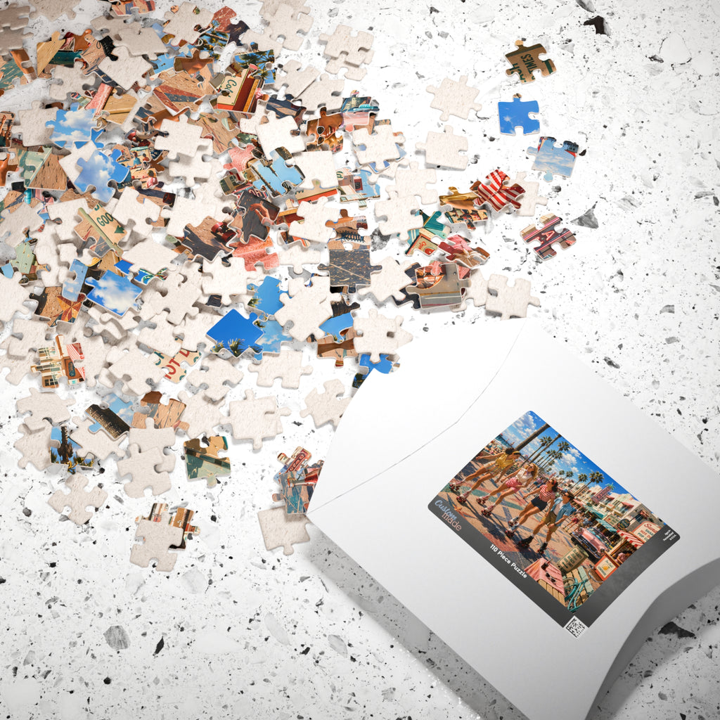 Meet Me on the Boardwalk – Retro Roller Skating Beach Art Puzzle