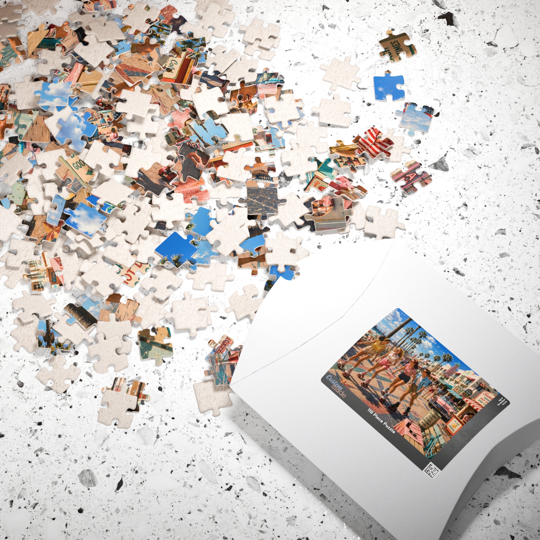 Meet Me on the Boardwalk – Retro Roller Skating Beach Art Puzzle