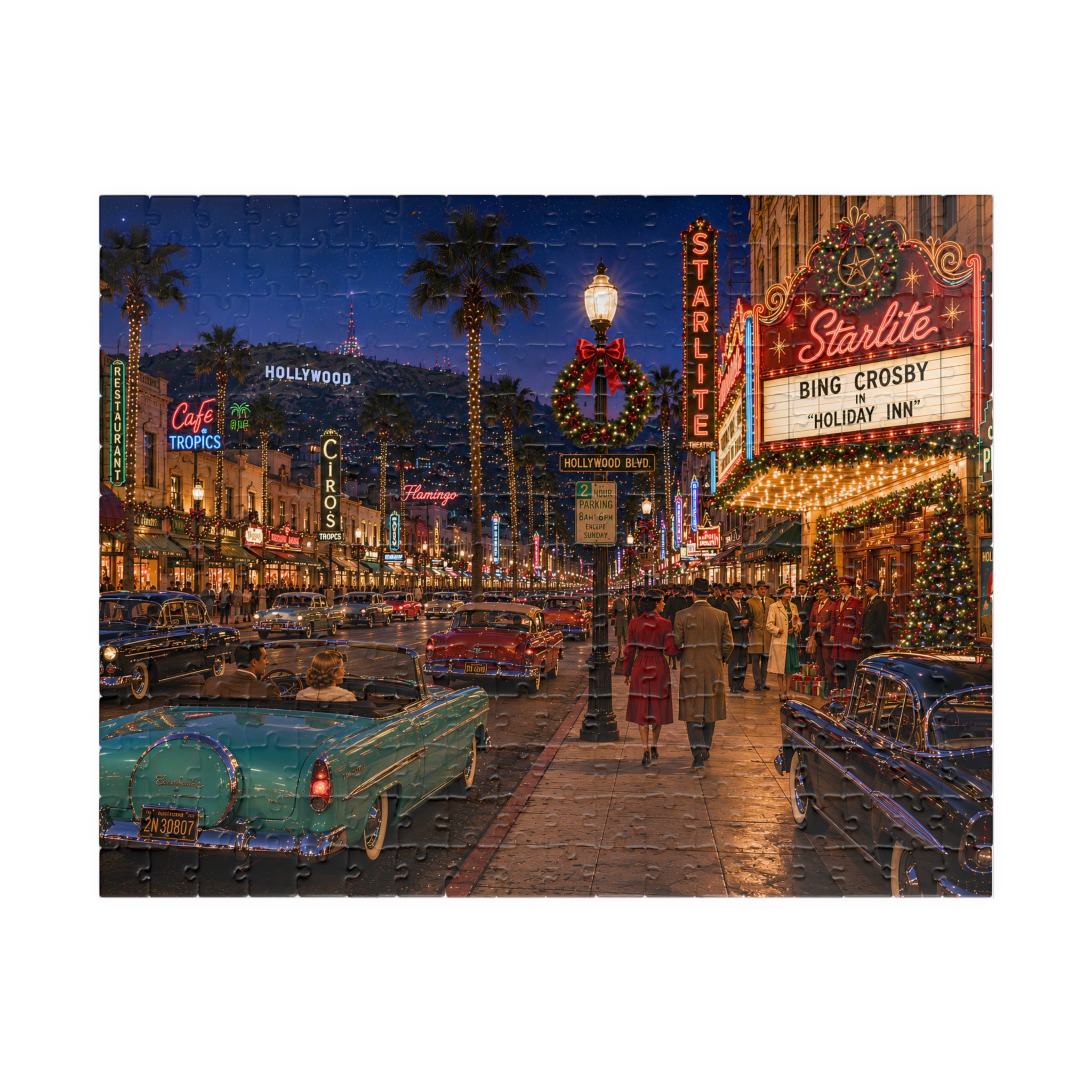 Meet Me Under the Christmas Lights – Retro Hollywood Christmas Art Puzzle