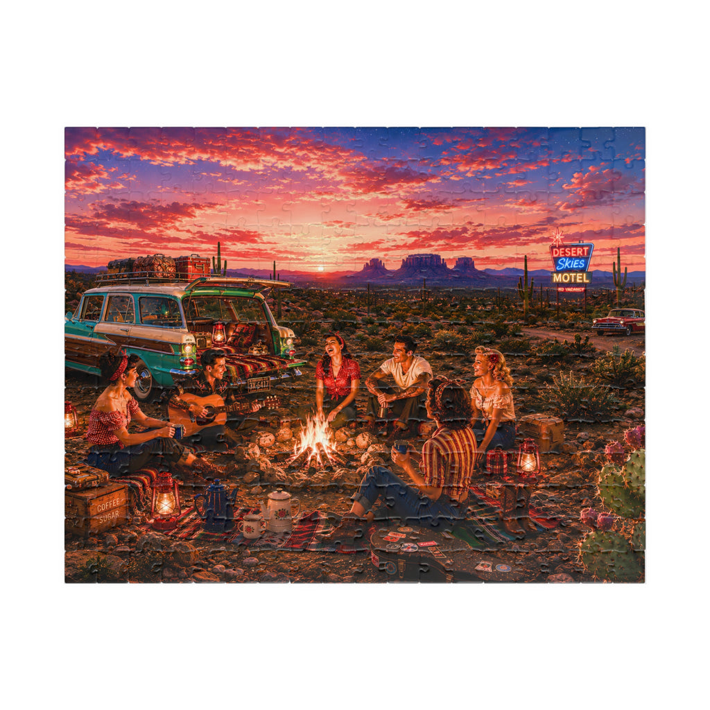 We'll Behave Tomorrow – Retro Desert Camping Road Trip Art Puzzle
