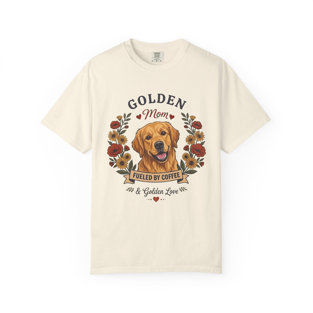 Golden Retriever Dog Mom T-Shirt | Fueled by Coffee & Golden Love