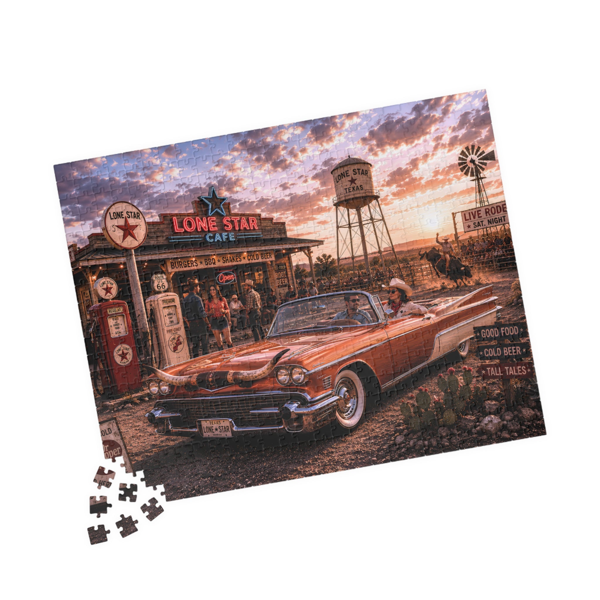 Darling, We're Not Turning Back – Retro Route 66 Road Trip Art Puzzle