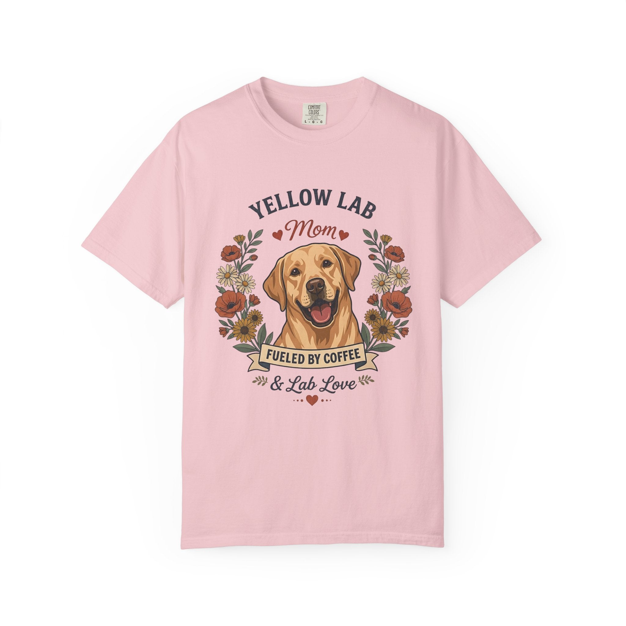 Yellow Labrador Dog Mom T-Shirt | Fueled by Coffee & Lab Love