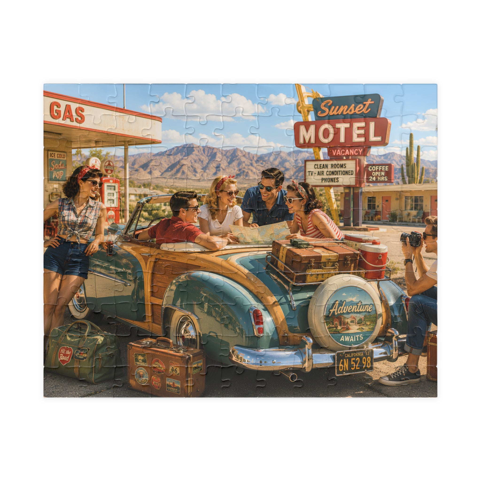 We'll Figure It Out at the Next Motel – Retro Road Trip Art Puzzle