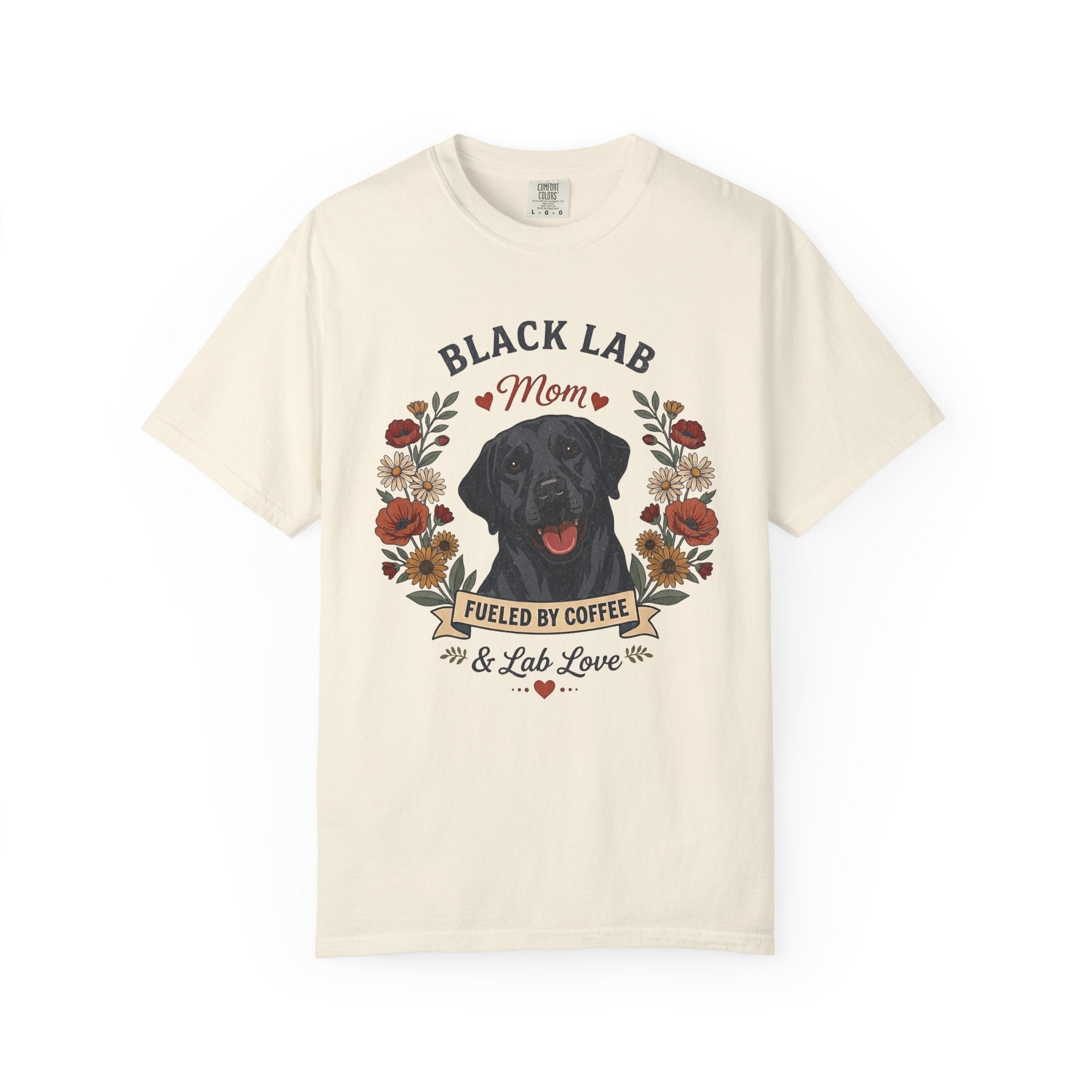 Black Labrador Dog Mom T-Shirt | Fueled by Coffee & Lab Love