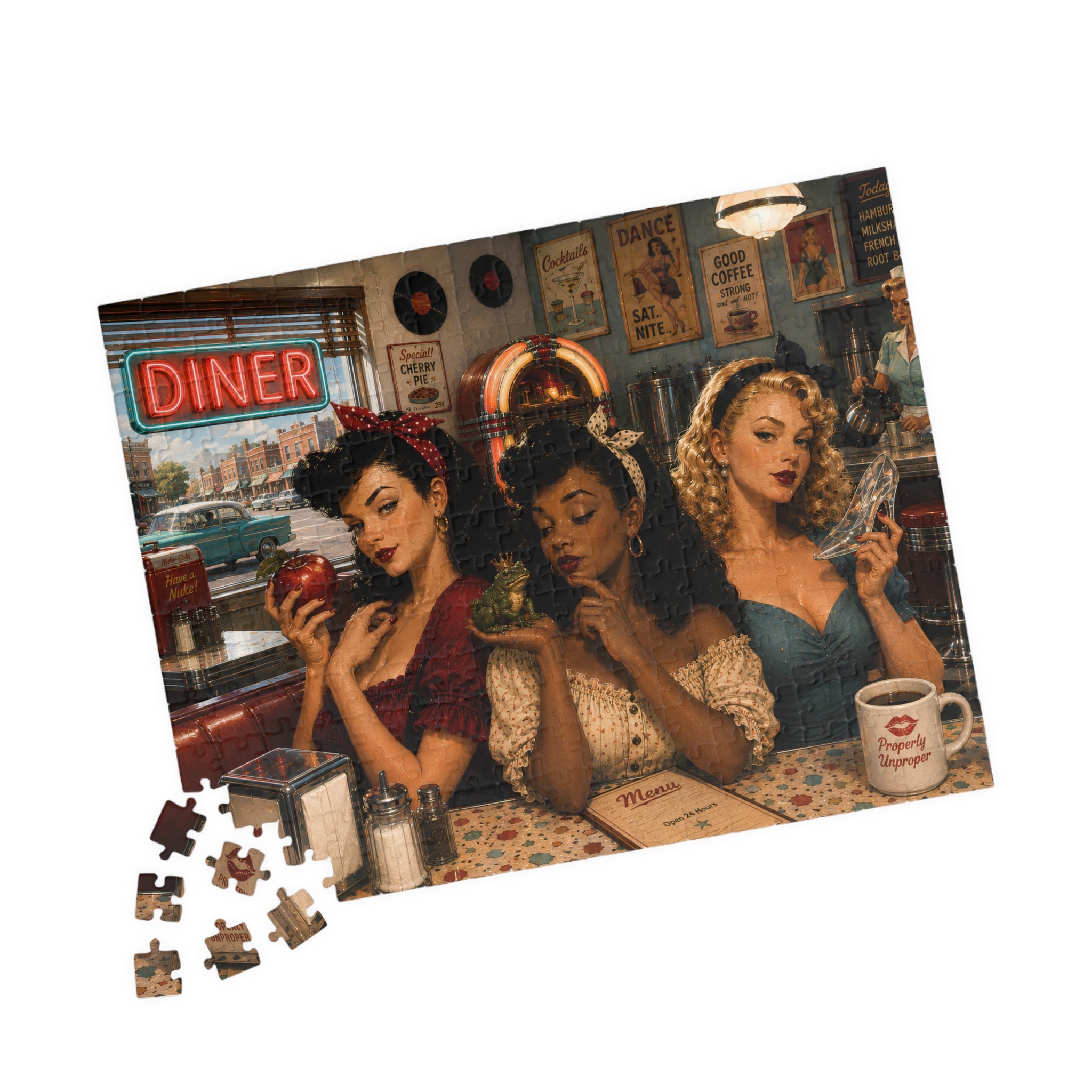 Girls Just Wanna Have Brunch – Retro Pin-Up Jigsaw Puzzle