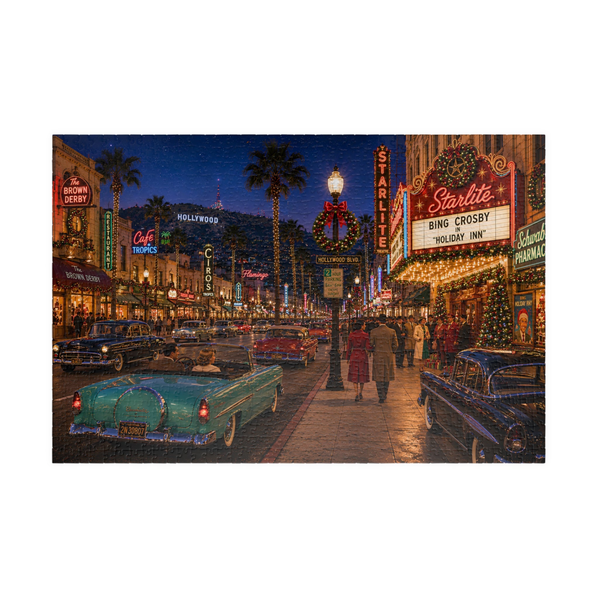 Meet Me Under the Christmas Lights – Retro Hollywood Christmas Art Puzzle