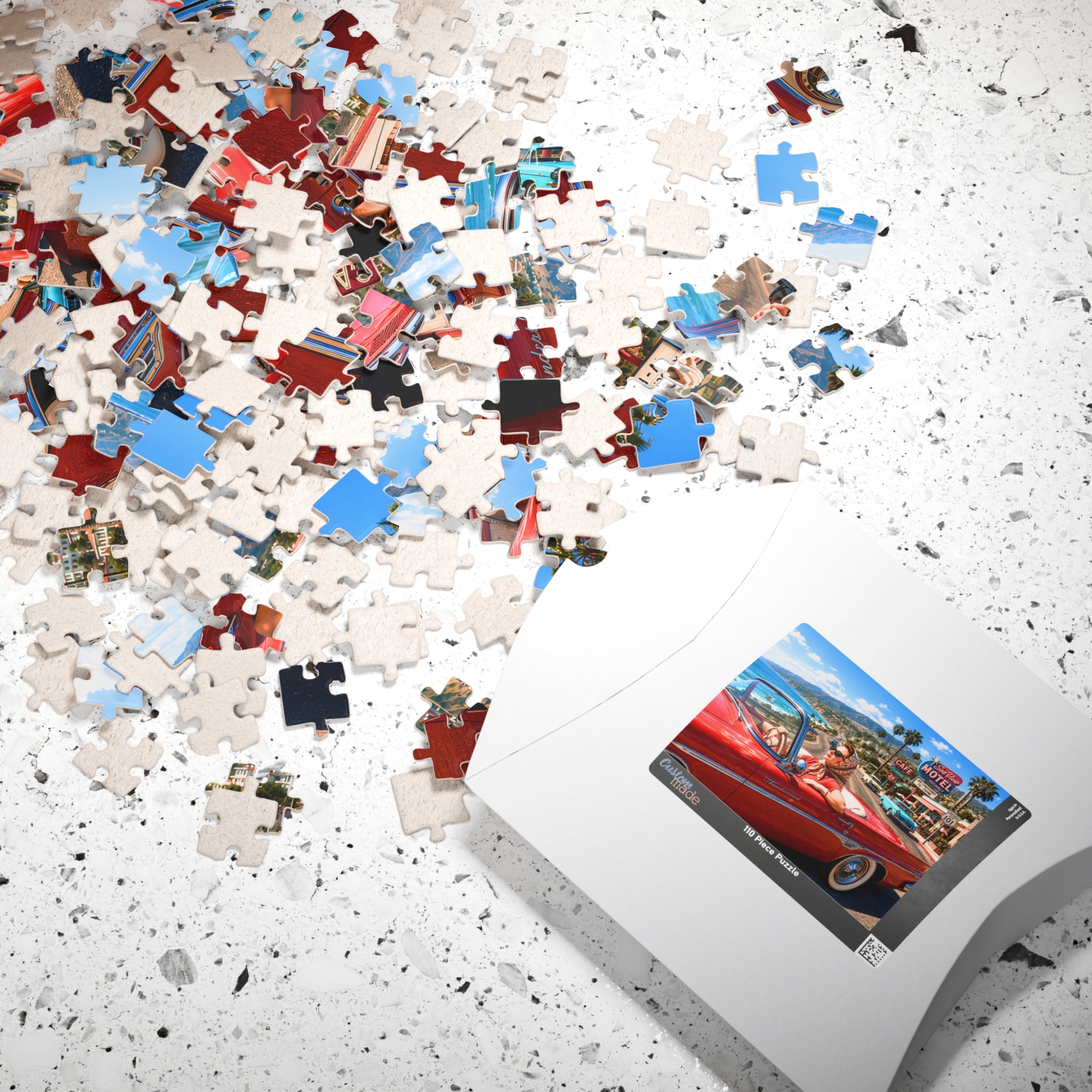 She Took the Scenic Route – Retro California Convertible Art Puzzle
