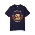 Light Golden Retriever Dog Mom T-Shirt | Fueled by Coffee & Golden Love