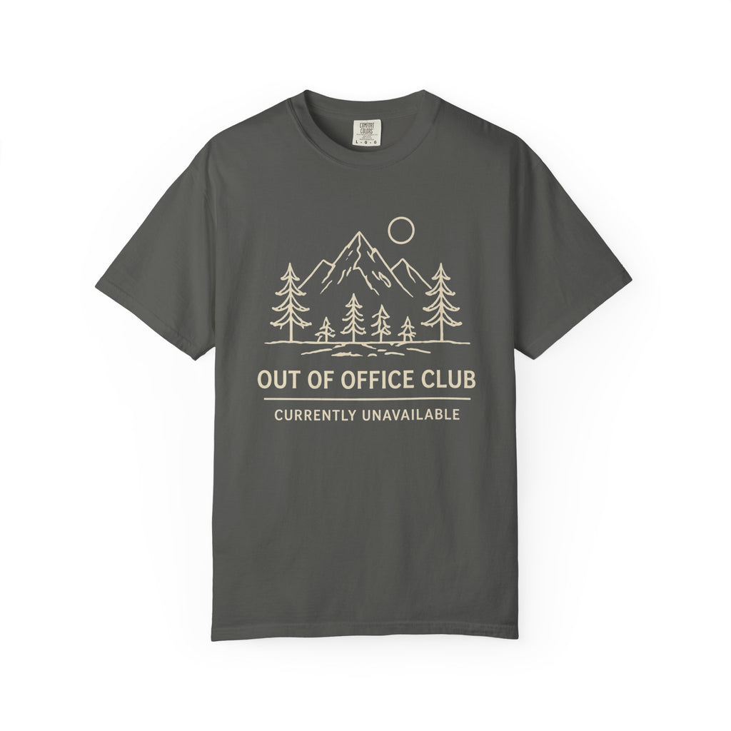 Out Of Office Club Minimal Shirt, Mountain Line Art Tee, Nature Lover Gift, Simple Hiking Shirt, Outdoor Graphic Comfort Colors