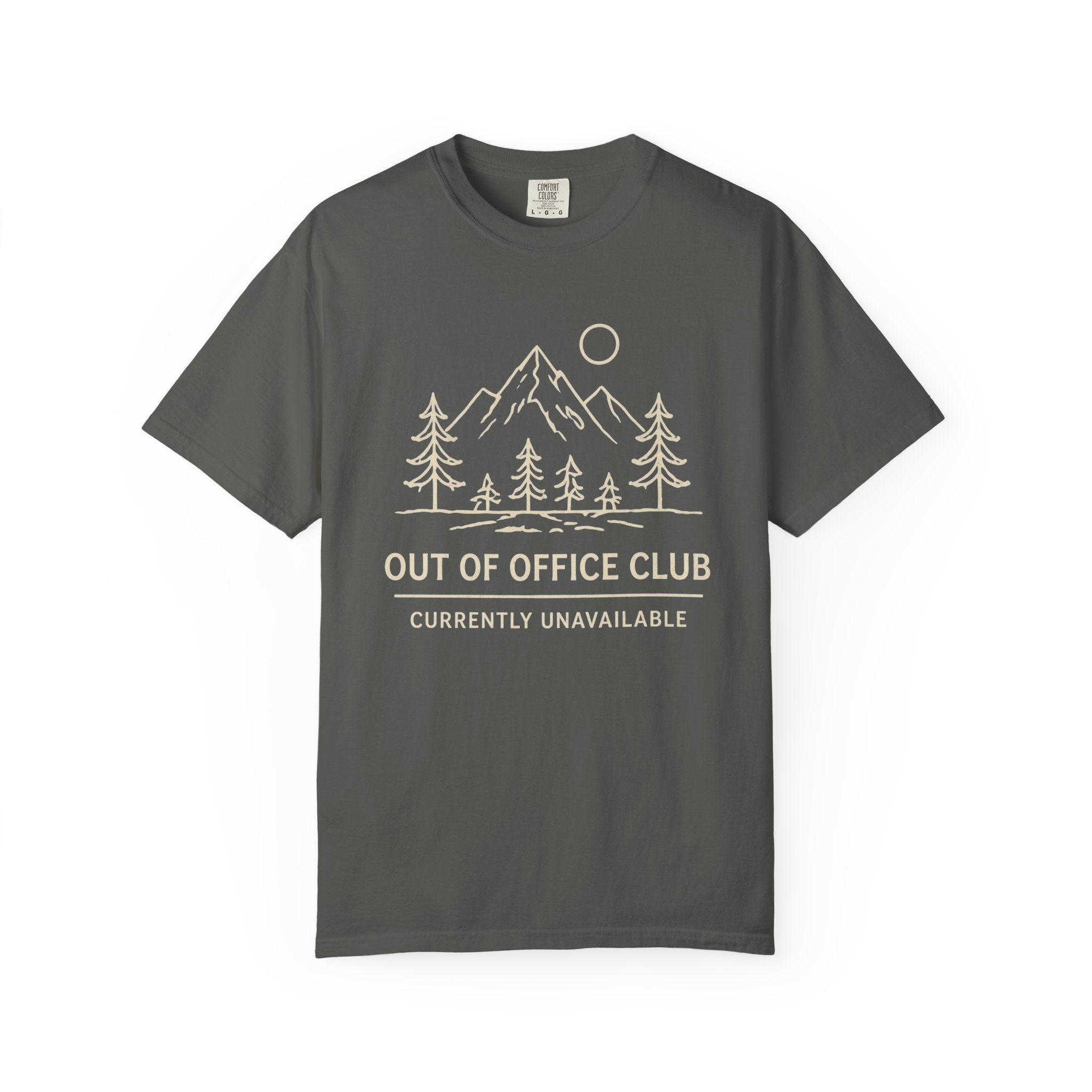 Out Of Office Club Minimal Shirt, Mountain Line Art Tee, Nature Lover Gift, Simple Hiking Shirt, Outdoor Graphic Comfort Colors