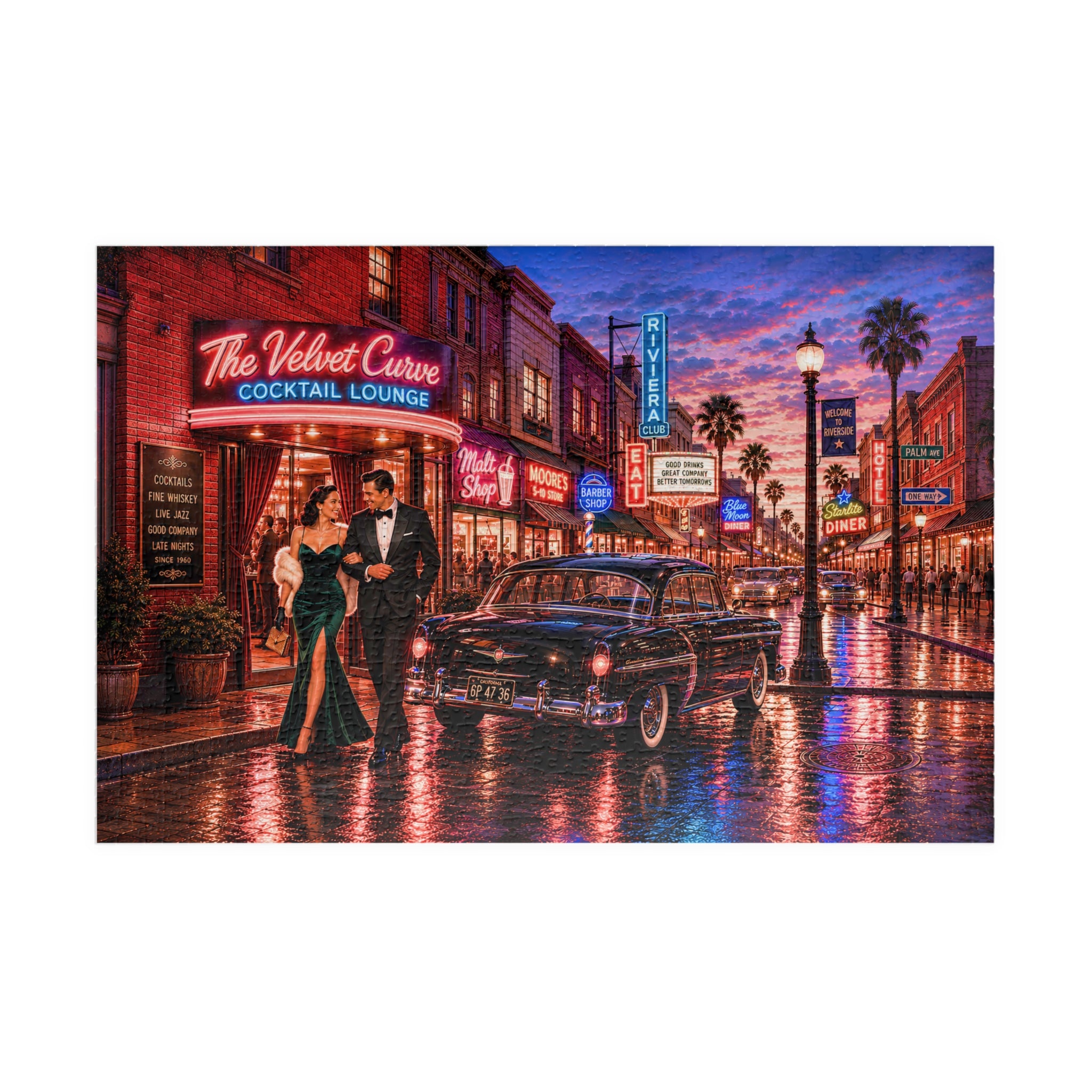 One Drink and We'll See – Retro Cocktail Lounge Art Puzzle
