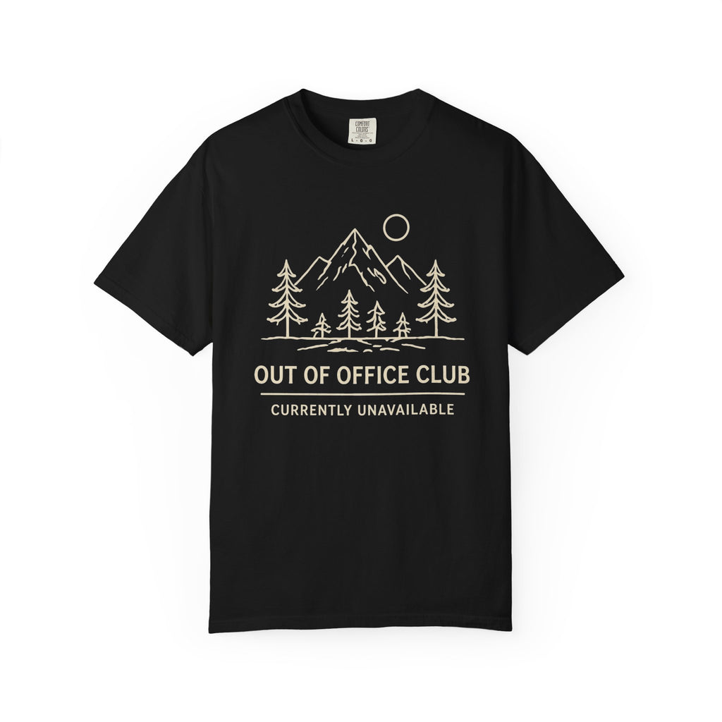 Out Of Office Club Minimal Shirt, Mountain Line Art Tee, Nature Lover Gift, Simple Hiking Shirt, Outdoor Graphic Comfort Colors
