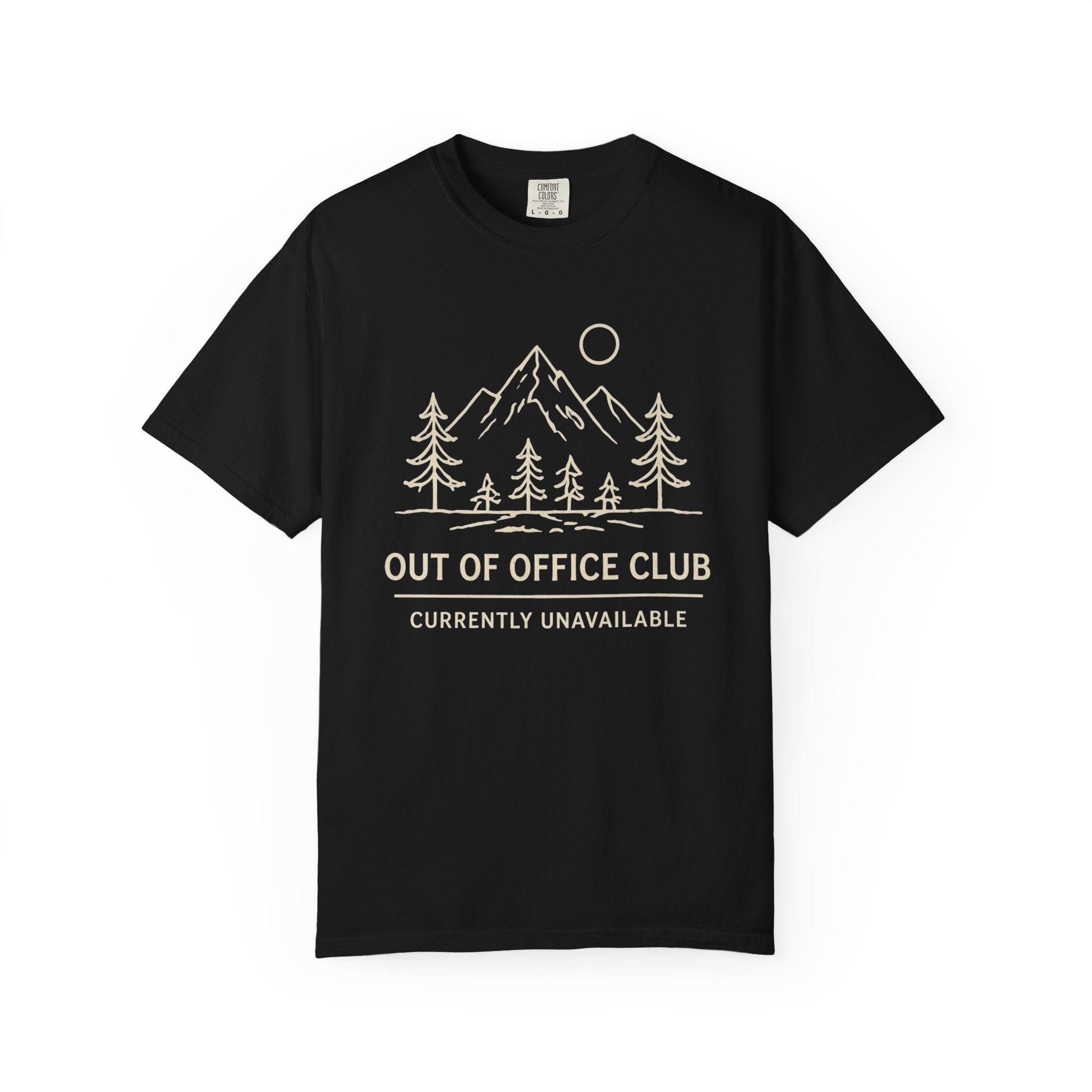 Out Of Office Club Minimal Shirt, Mountain Line Art Tee, Nature Lover Gift, Simple Hiking Shirt, Outdoor Graphic Comfort Colors