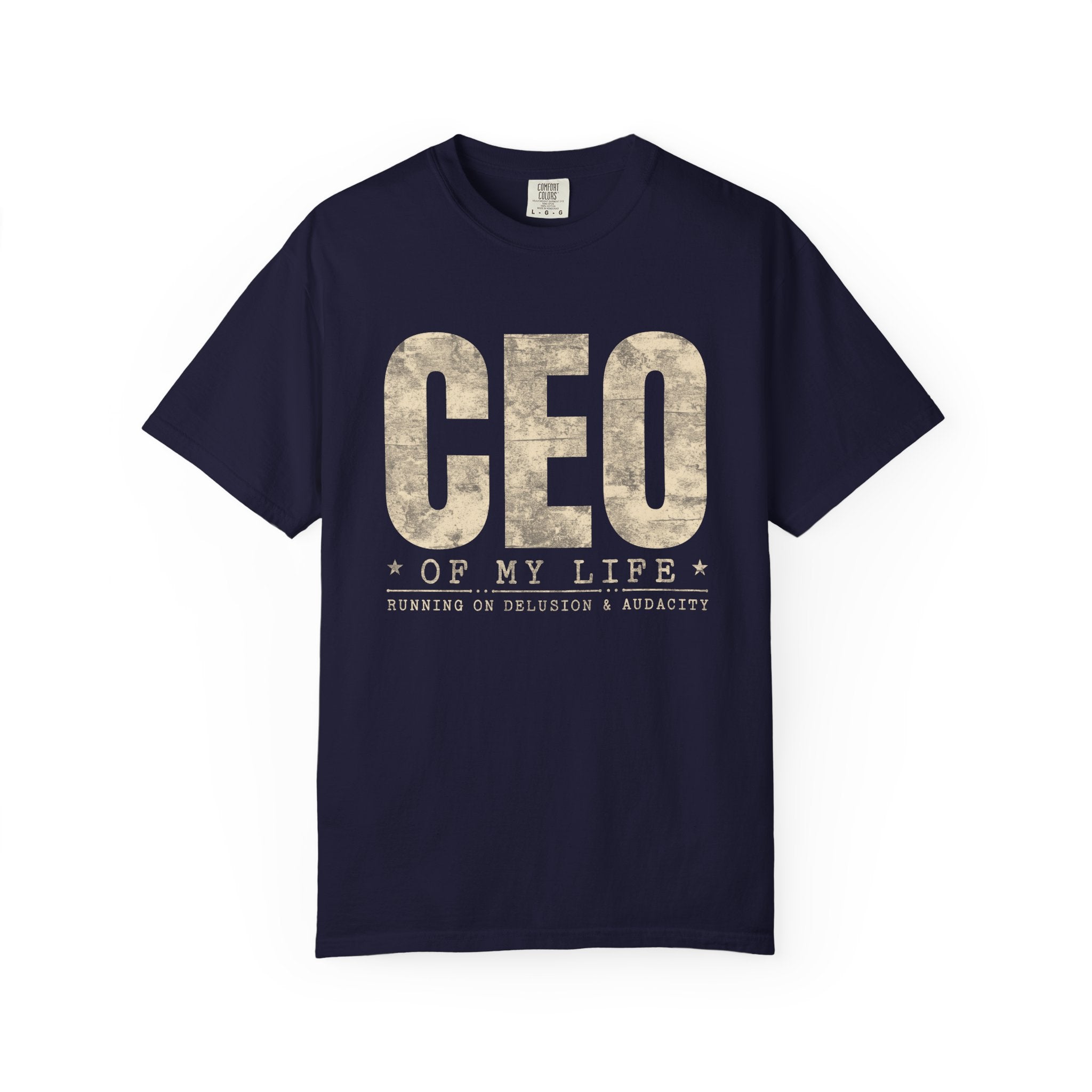 Running on Delusion & Audacity – Funny Entrepreneur T-Shirt | Explorer Edition