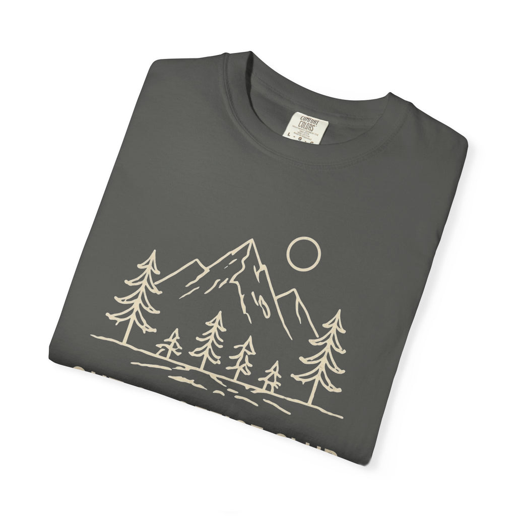 Out Of Office Club Minimal Shirt, Mountain Line Art Tee, Nature Lover Gift, Simple Hiking Shirt, Outdoor Graphic Comfort Colors