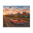 No Plans, No Problem – Retro Route 66 Desert Road Trip Art Puzzle