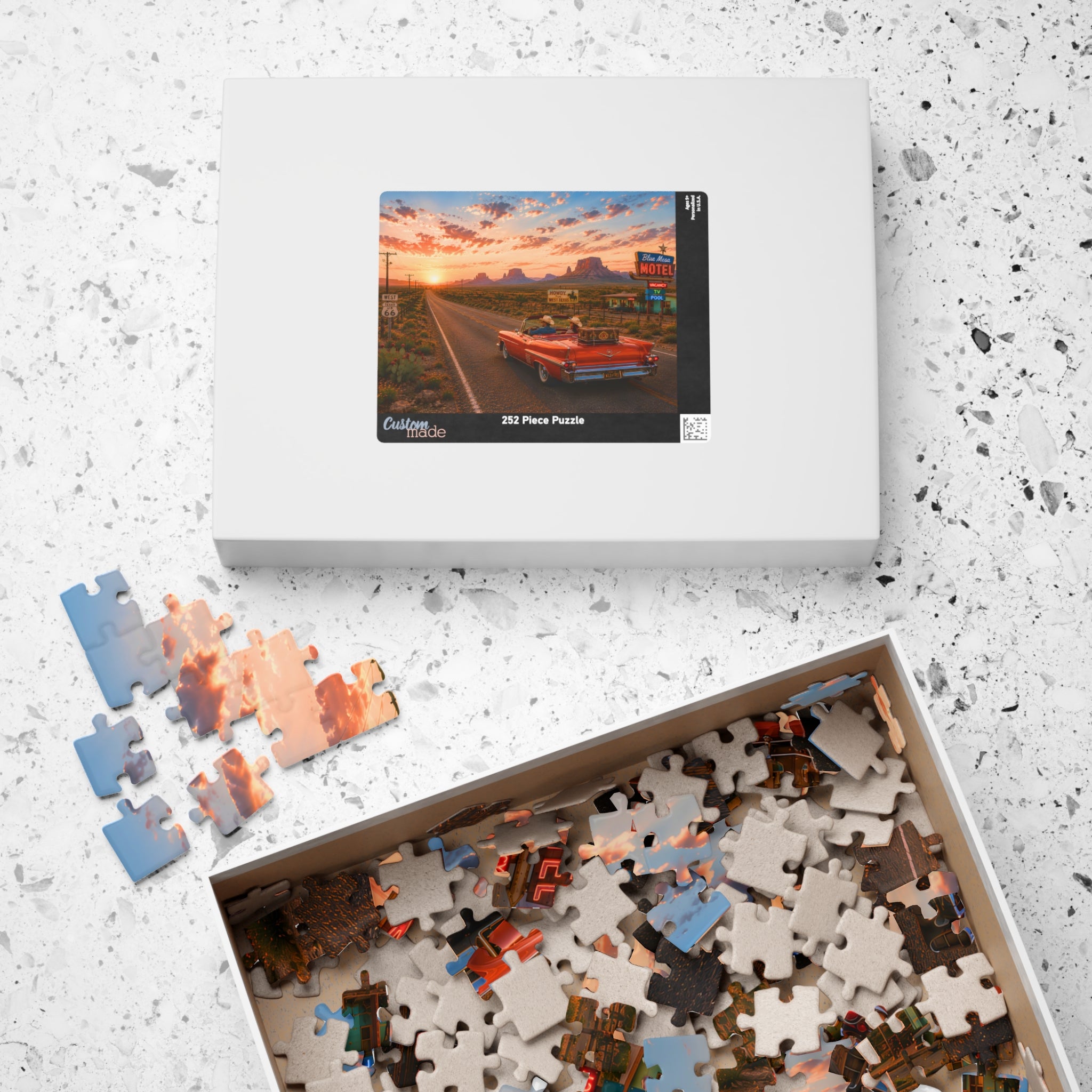 No Plans, No Problem – Retro Route 66 Desert Road Trip Art Puzzle